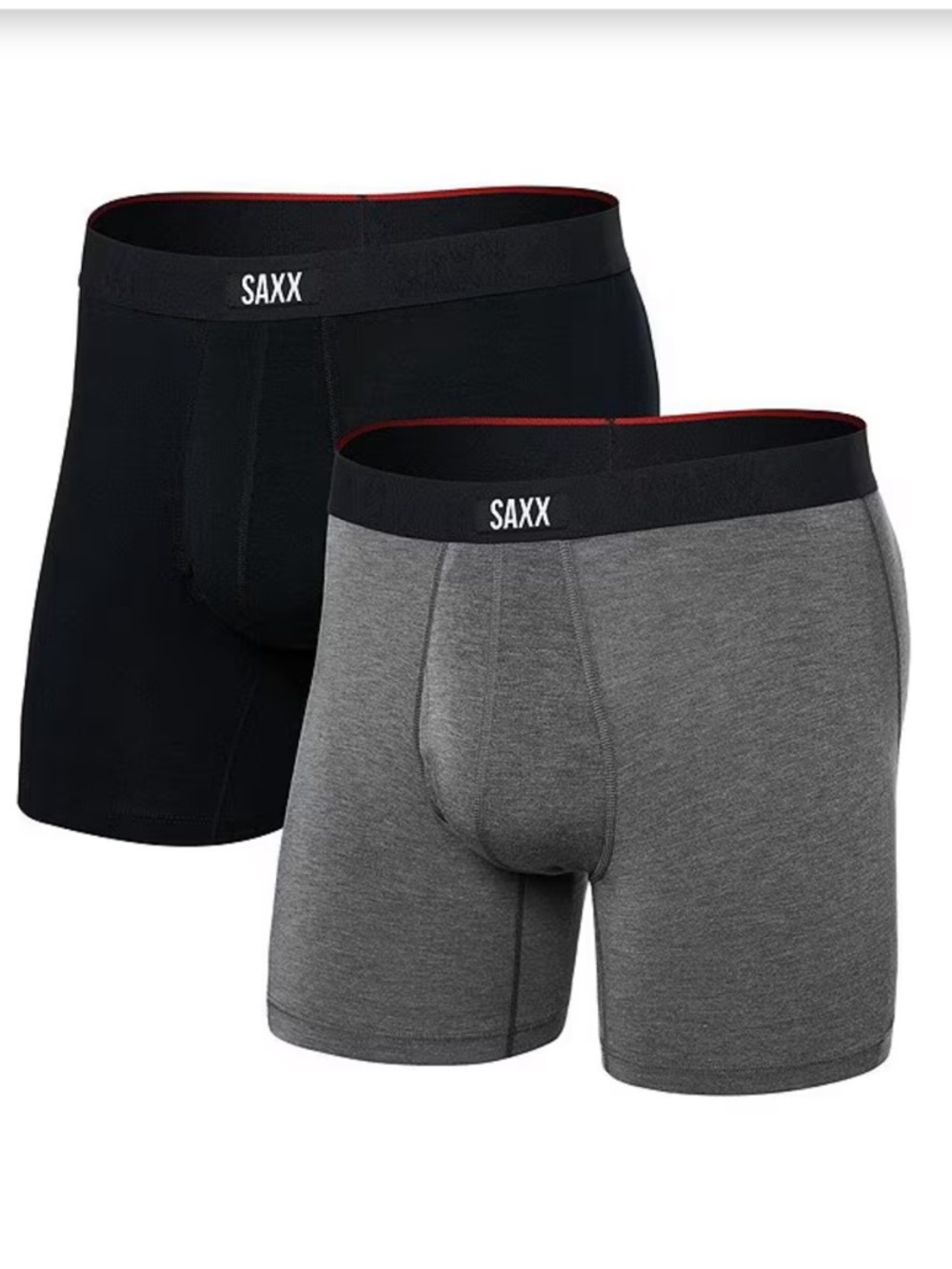 Saxx Vibe Xtra Super Soft 6” Boxer Briefs - Heather Grey/ Black - 2 Pack - S-NEW